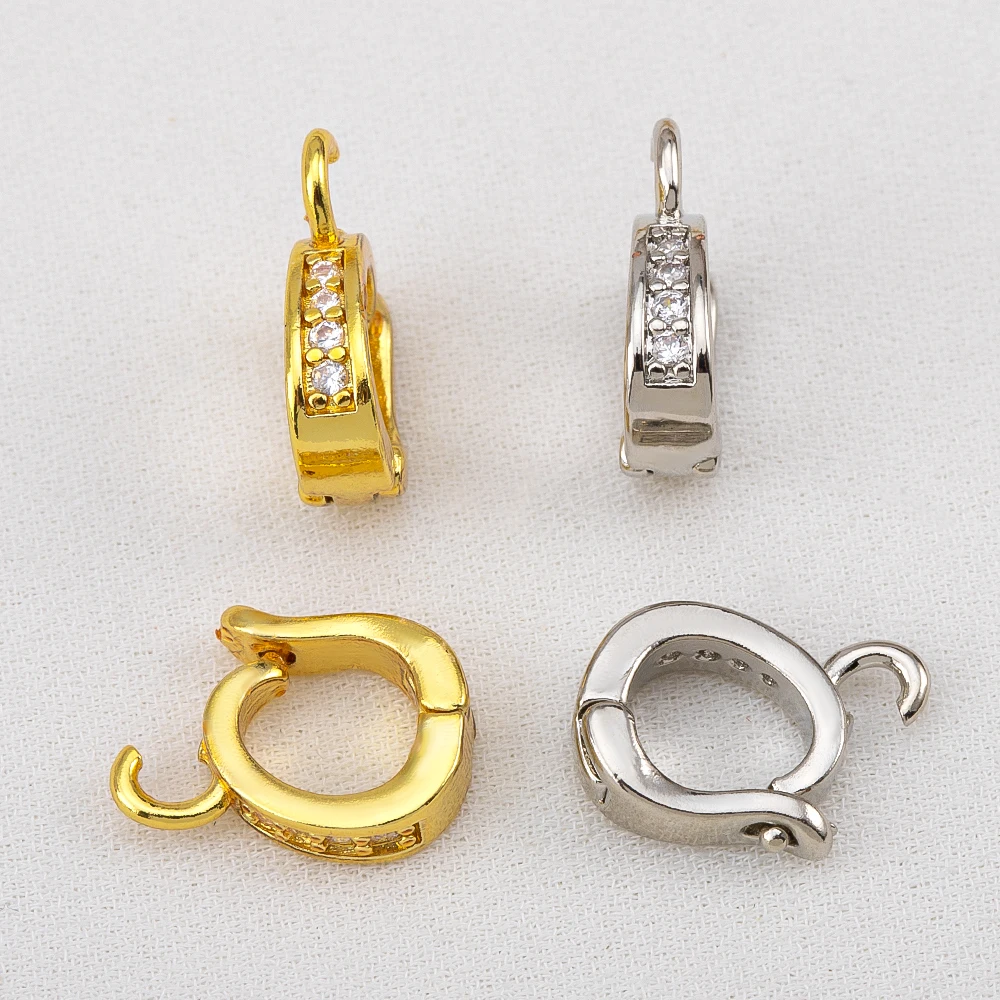18K Gold Plated Zircon Bail Pendant Holder for Needlework Jewelry Making Clasps Connectors Necklace Charms Bails DIY Accessories - view 2
