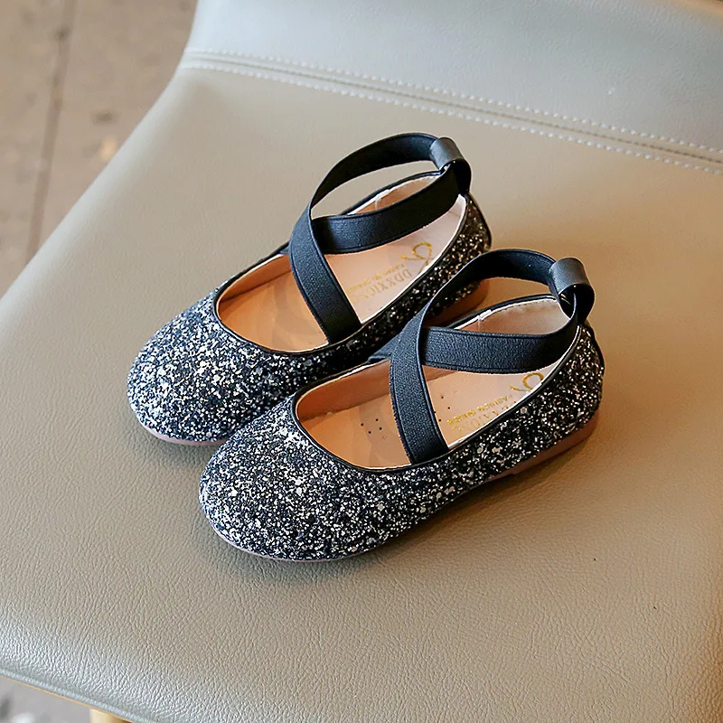 

Classic Girls Ballet Shoes Sequins Wedding Party Children Leather Shoes Spring Causal Shallow Kid Flat Shoes Round-toe Versatile