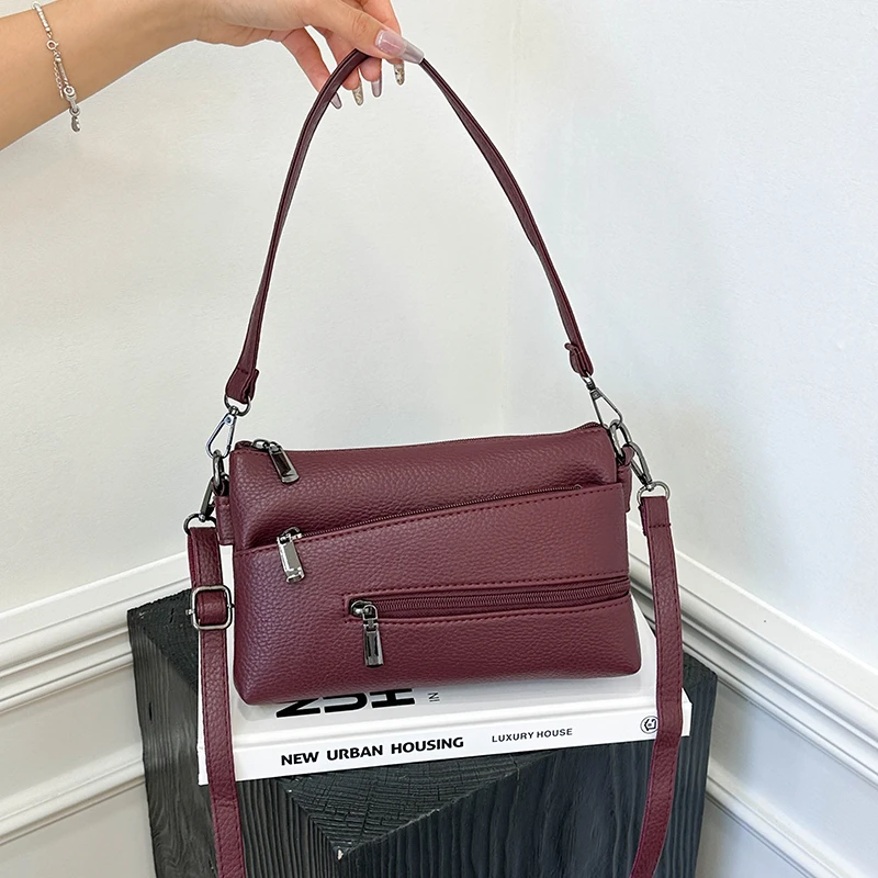 

Solid Color PU Crossbody Bags Popular Small Square Bags 2025 New Hot Sale Bags for Women Zipper Versatile High Quality