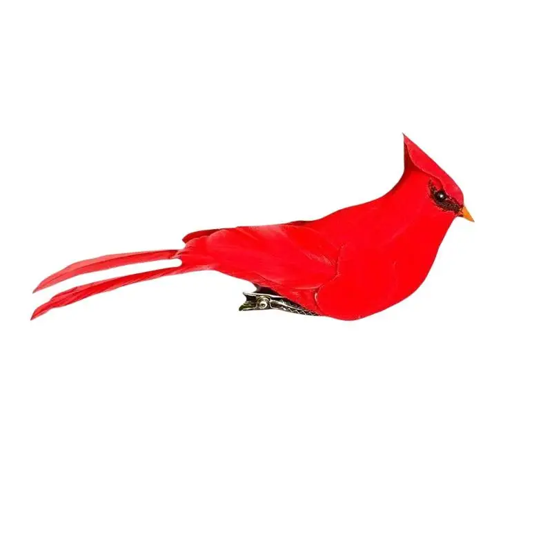 3 Stück Langlebige Künstliche Rote Feder-Vogel-Hängeornamente für Innen- und Außenbereich, Garten, Heim- und Partydekoration – Detail 8