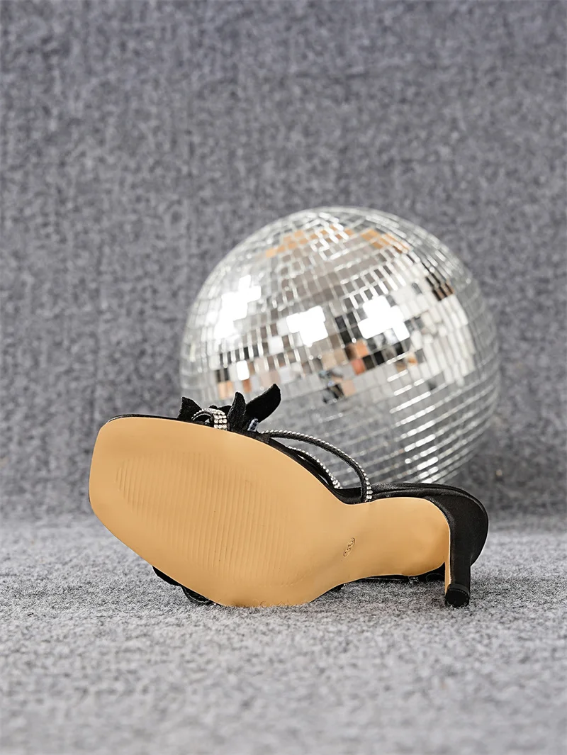 Liyke Gold Sexy Rhinestone Flower Thin High Heels Women Sandals Street Style Narrow Band Ankle Strap Pole Dancing Ladies Shoes Se6d66b93e1b44ecd8aeef369234e2a184