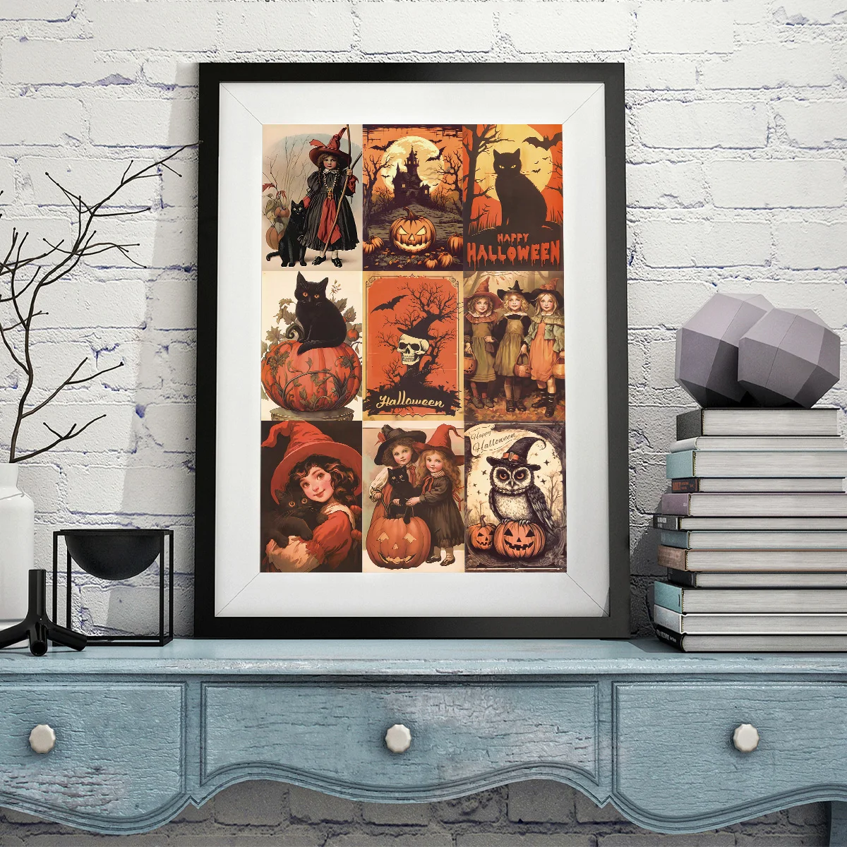 10 stücke Vintage Halloween Grußkarten Halloween Dekoration Postkarte mit schwarzer Katze, Kürbis, Wanda uf kleber Notiz karten Wohnkultur – Detail 11