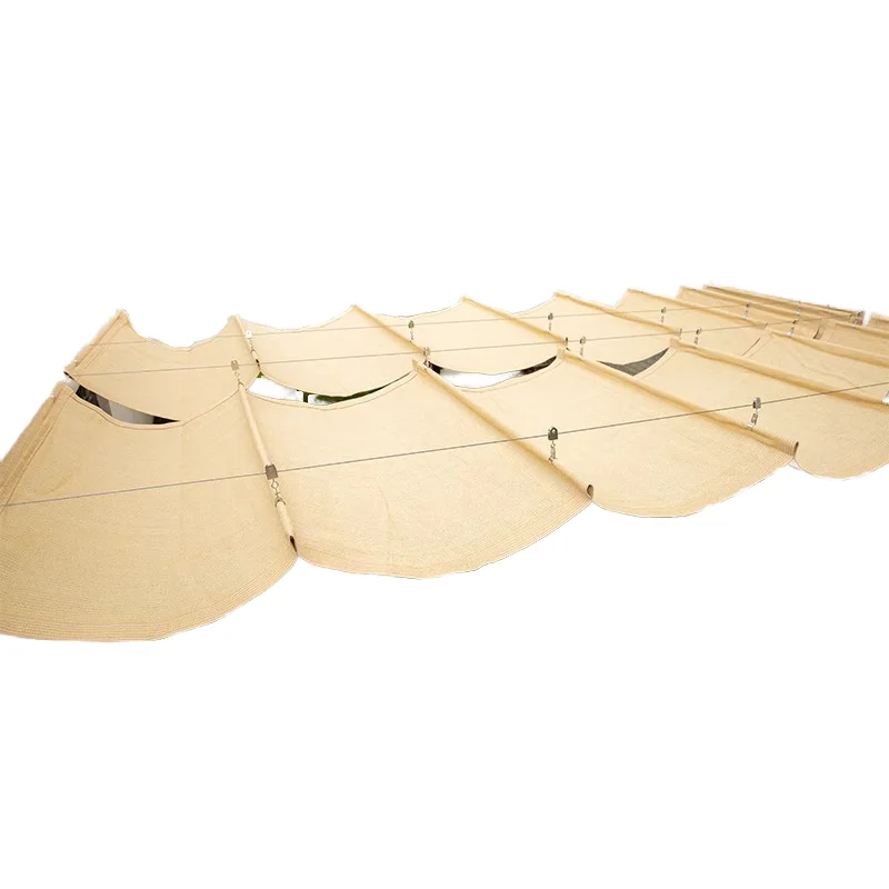 Outdoor Terrace Summer Restaurant Rectangle Shaped Wave Lens Hood Retractable UV Finished Square HDPE Lens Hood