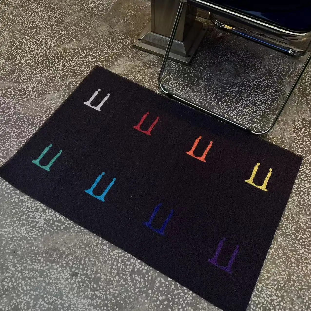 Album Inspired Faux Cashmere Entrance Doormat, Anti-Slip Dust Scraping Rug, Wear Resistant Dirty Resistant Cuttable Floor Mat fo