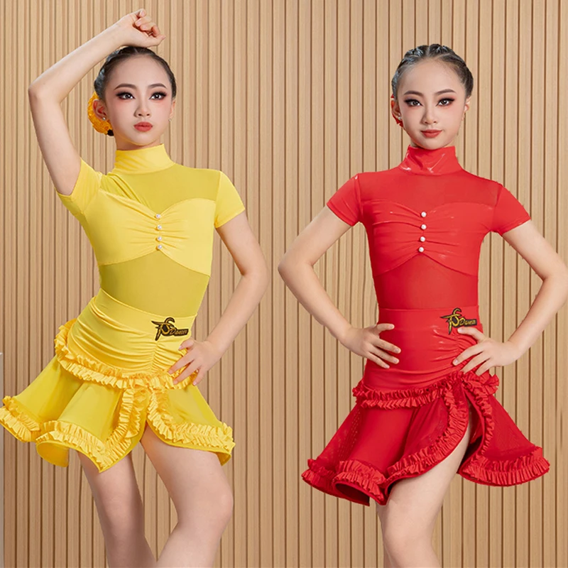 

Профессиональное платье для латинских танцев для девочек, детский костюм для латиноамериканских танцев чача, детская одежда для выступлений, танцевальная одежда SL13919