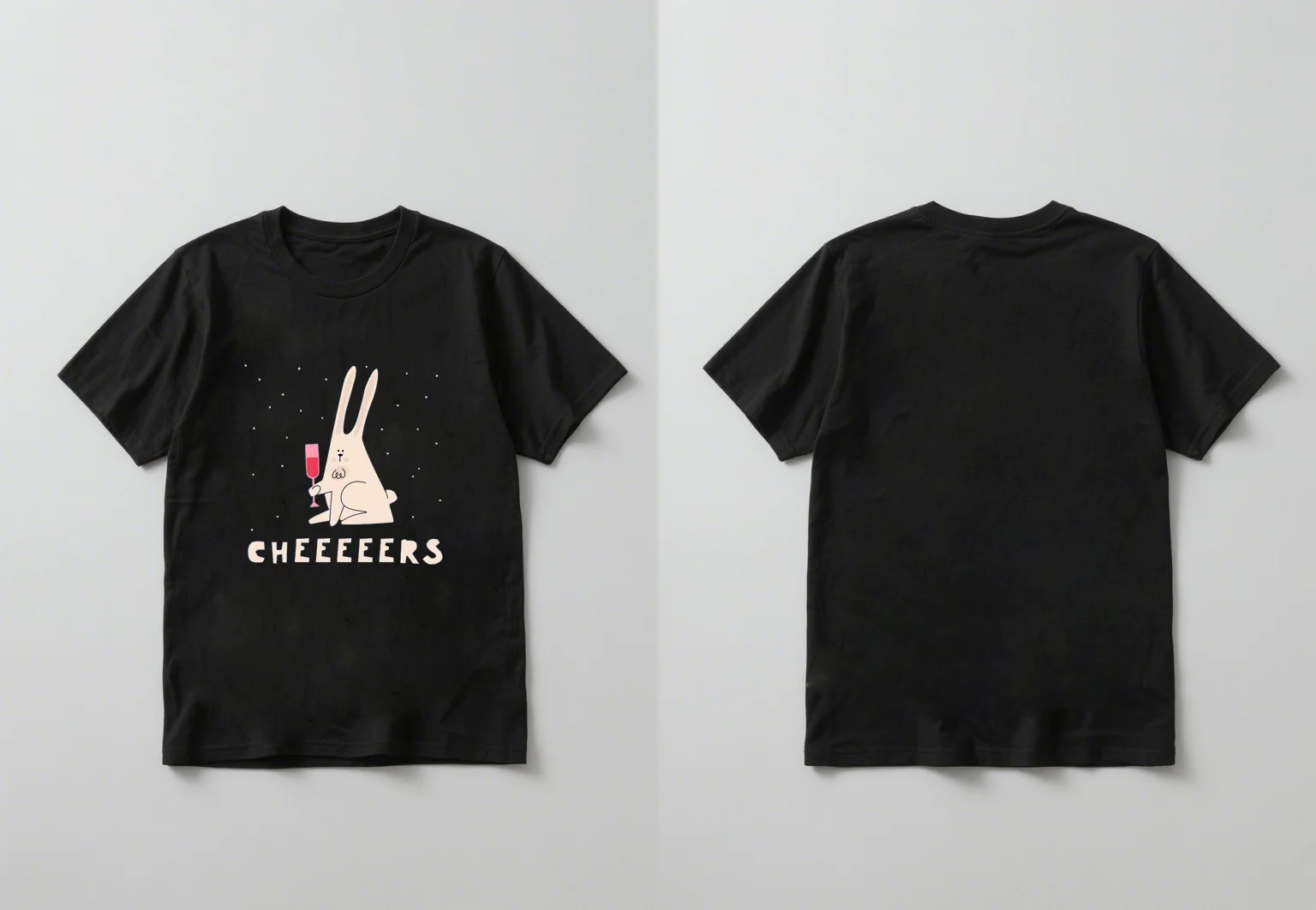 

2025 Новая стильная модная простая повседневная свободная и универсальная рубашка с короткими рукавами и принтом кролика, звездного неба