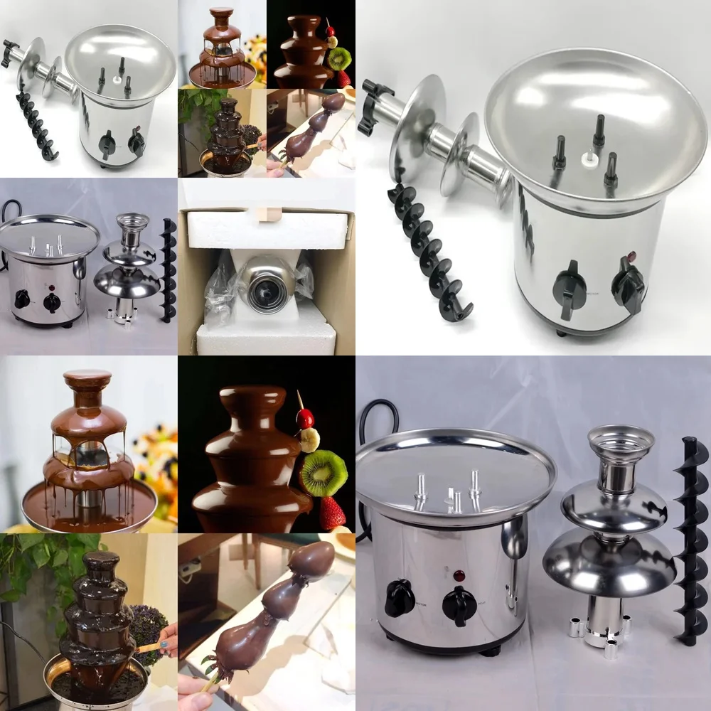 Mini Fuente de Chocolate Eléctrica, Fuente de Fondue para Bodas, Fiestas de Cumpleaños, Decoración de Postres, Exhibición de Alimentos, Acero Inoxidable