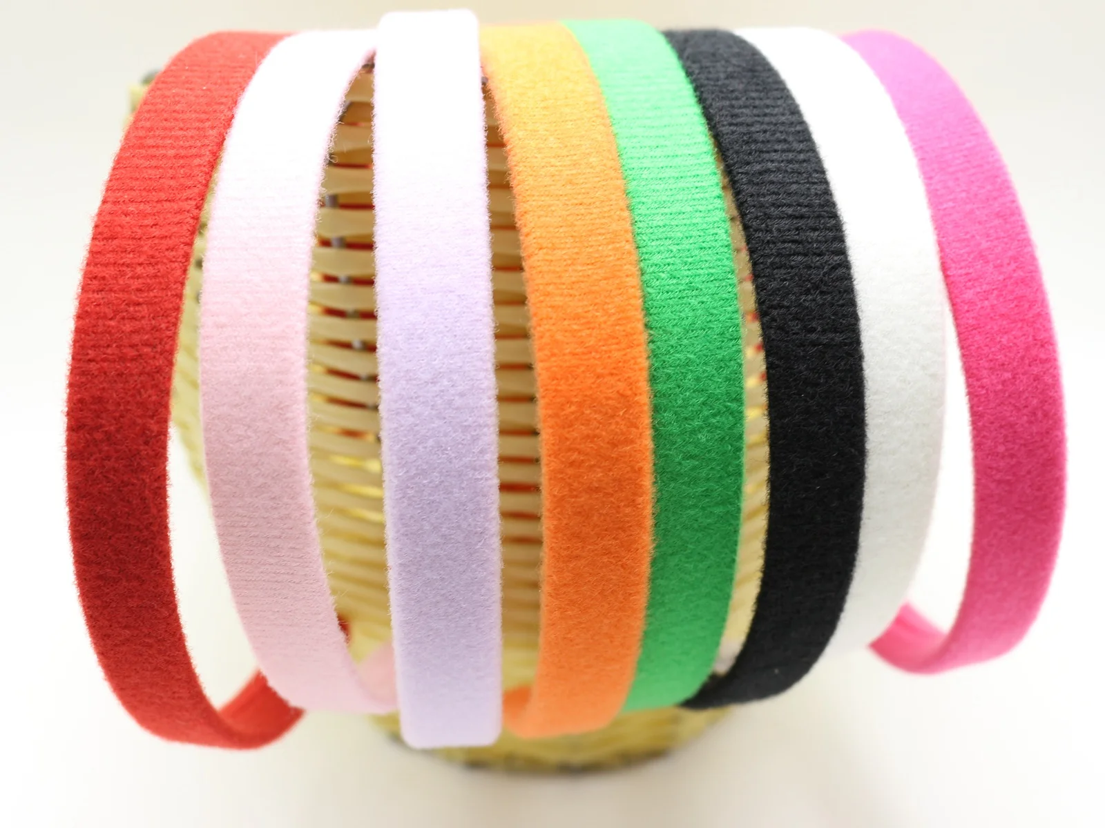 6 Mixed Color Velvet Look Fabric Covered Alice Hair Band Headband 15mm Hair Accessory