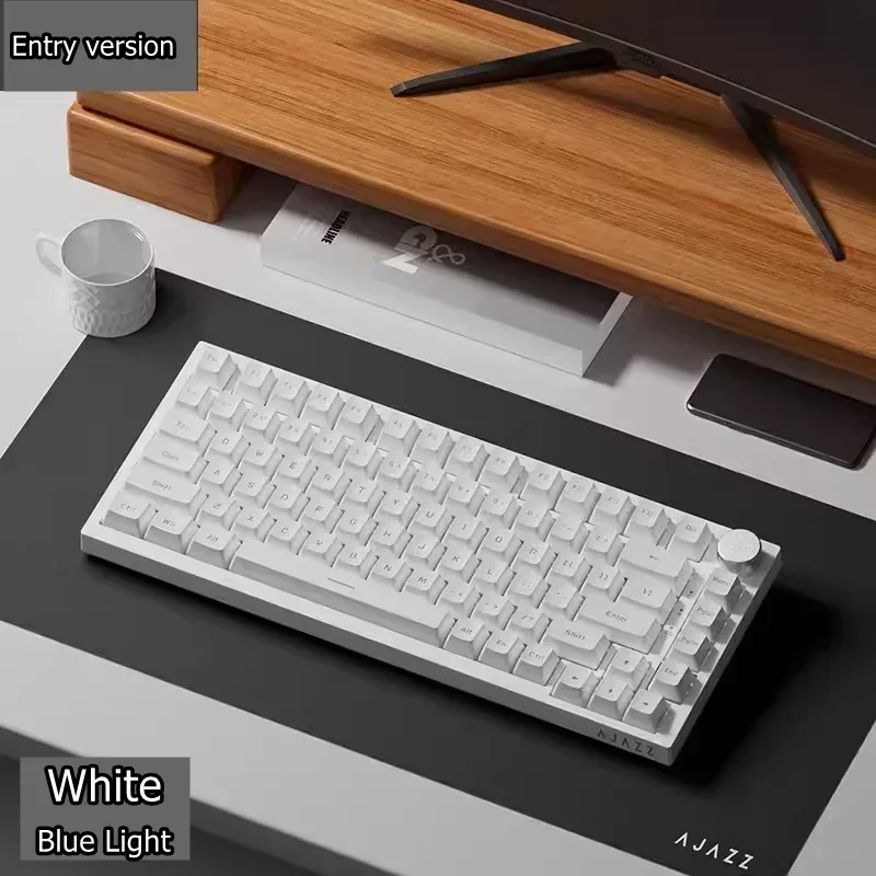 Imagem -02 - Ajazz Ak820 Teclado Mecânico Personalizado com Fio Três Modos Estrutura de Junta Swapsoft Opcional Rgb Retroiluminado 75 Portátil