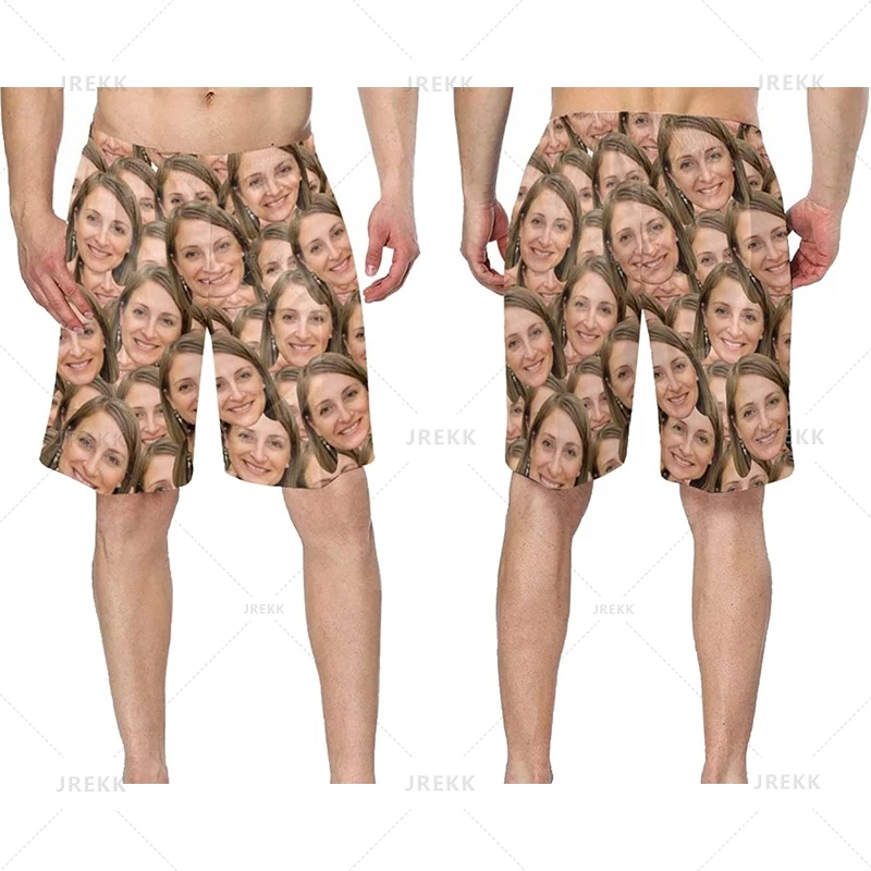 Summer 3D Print Custom Face Beach Shorts Women Funny Design Swim Trunks Fashion Board Shorts Kawaii Streetwear Men Pants Clothes