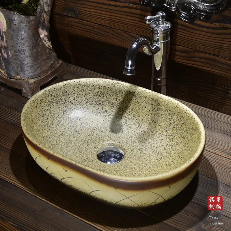 

China Artistic Ceramic Art Basin Sinks Counter Top Wash Basin Bathroom Vessel Sinks vanities countertop ceramic wash basin