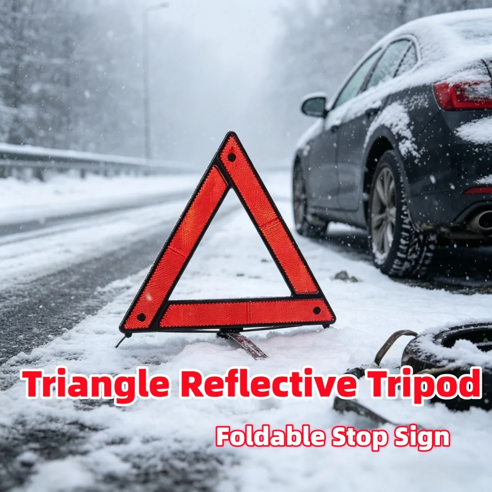 Red Reflective Car Tripod Folded Stop Sign Emergency Breakdown Triangle Warning Tool Safety Hazard Car Protective Accessories