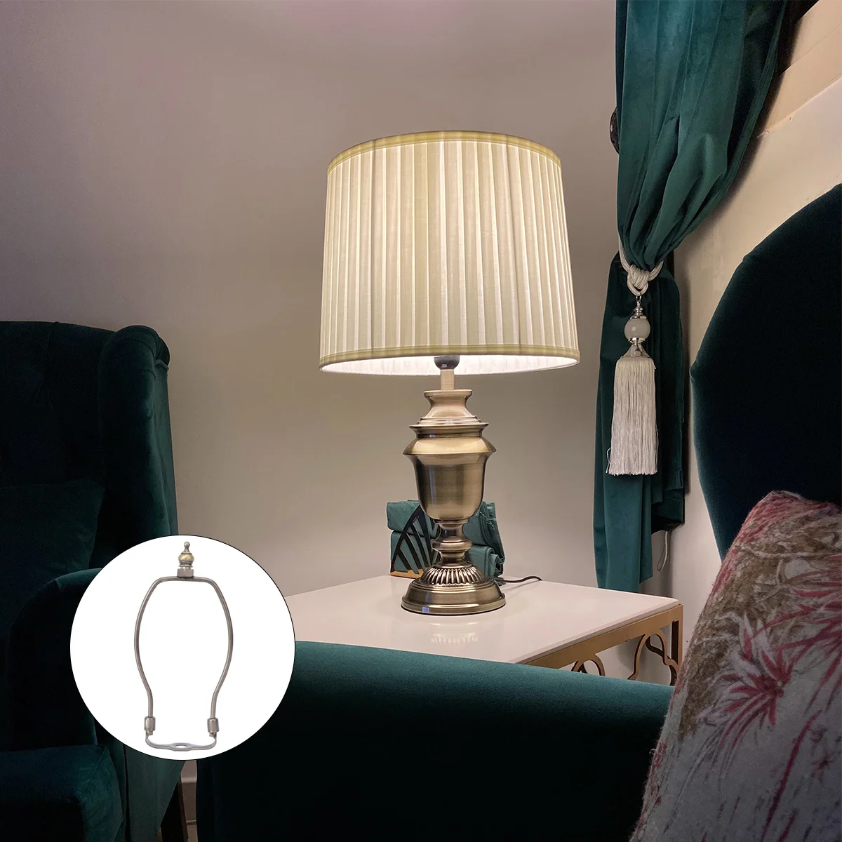 

1Pcs Horn Lamp Frame 7 Inch Bronze Iron Lampshade Bracket Metal Lamp Harp Holder Stable Light Bracket for Home Decoration