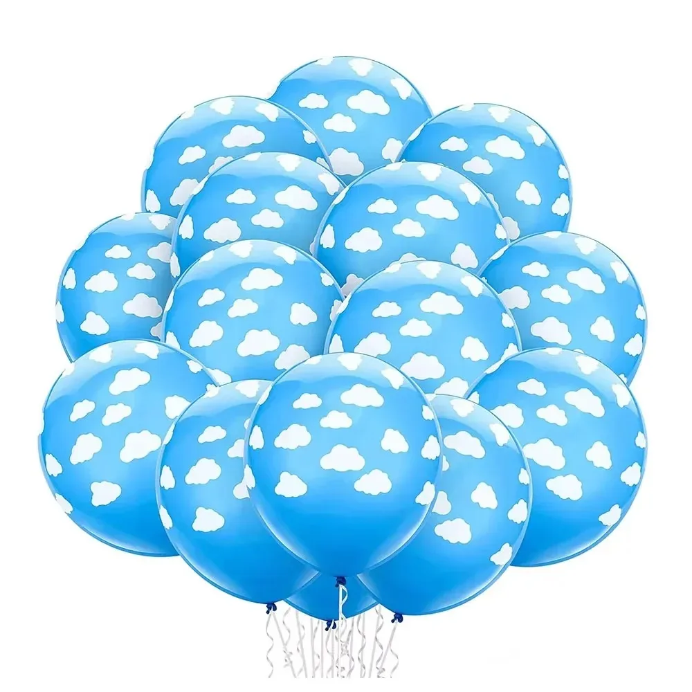 15 Stück 12 Zoll Blau-Weiße Wolkenballons Geburtstagsfeier Hochzeitsdekoration Themenparty-Dekoration Babyparty-Zubehör Luftballons