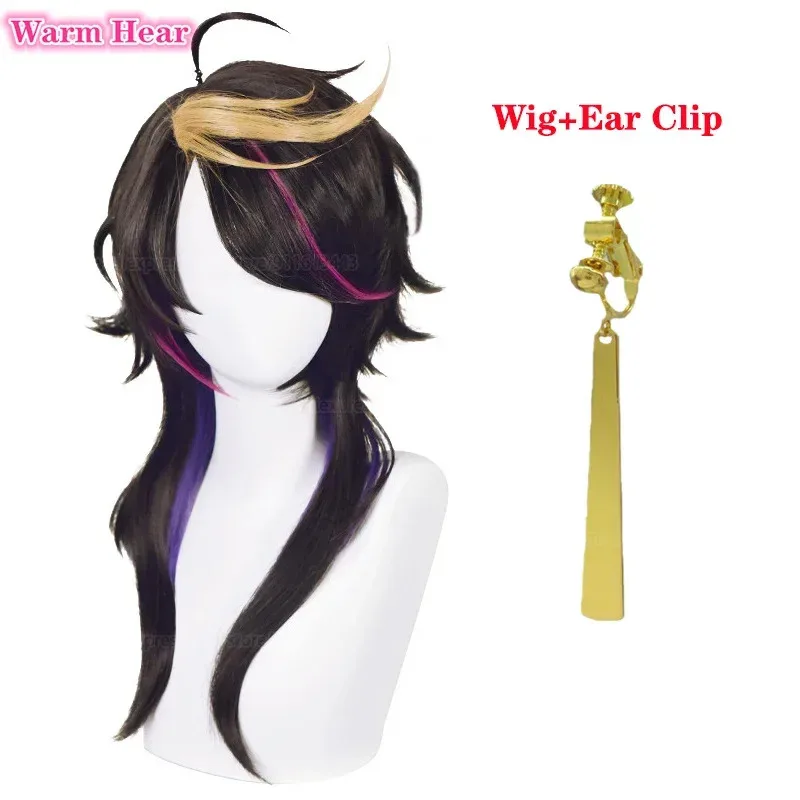 VTuber NIJISANJI Cosplay 50Cm Panjang Shu Yamino Rambut Sintetis Tahan Panas Wig Anime Party ShuYamino + Topi Wig Ir;l5