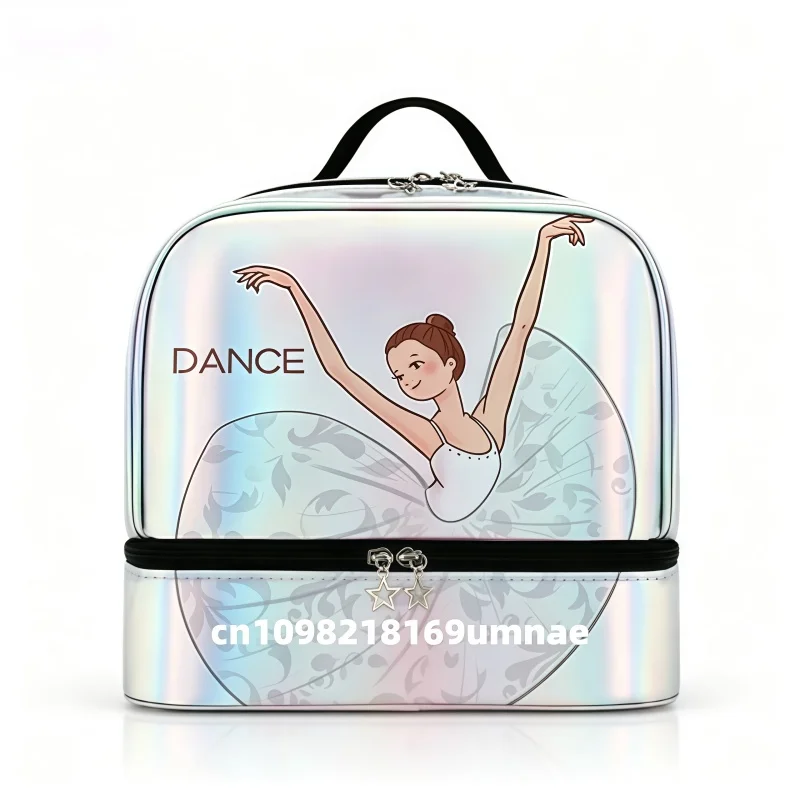 Silver Ballet Dance Bag for Girls Cute Laser Shiny Ballerina Backpack Preschool Children's Dance Bag Kids Cute Ballet Dance Acce
