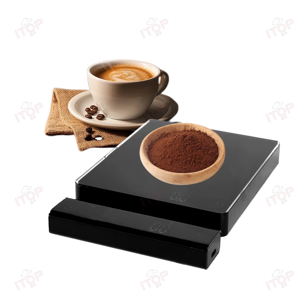 STLF JW 3kg 흑백 미니멀리스트 디자인 미니 사이즈 LED 디스플레이 타이머 커피 전자 저울 디지털 분리형 커피 저울