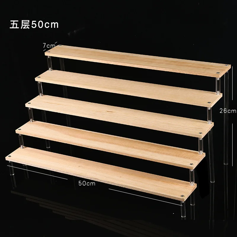 Solid Wood Handmade Display Shelf Cosmetics Storage Desktop Decoration Acrylic Car Model Hand Action Figures Jewelry Rack