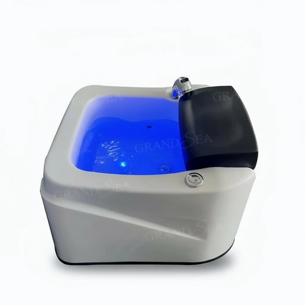 

Pedicure Basin, Acrylic Fiberglass Foot Bath Bowl, Whirlpool Massage Salon Pedicure Machine with Surf LED Light and Drain, Spa