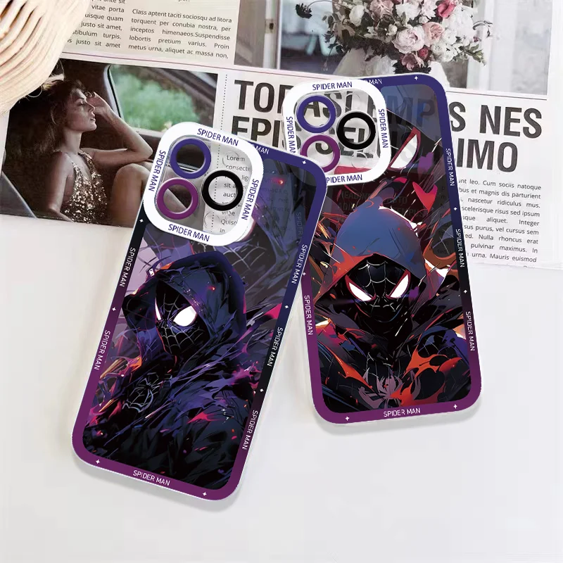 Marvel Black Spider Man Super Cool Phone Case For iPhone 13 14 15 Pro Max 11 12 13 Pro X XR XS MAX 7 8 Plus Boy Y2k Phone Cover