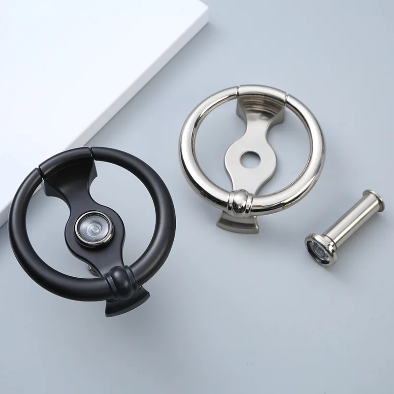 Simple Circular Door Knocker, Durable Zinc Alloy Anti-Theft Door Handle, Door Hardware