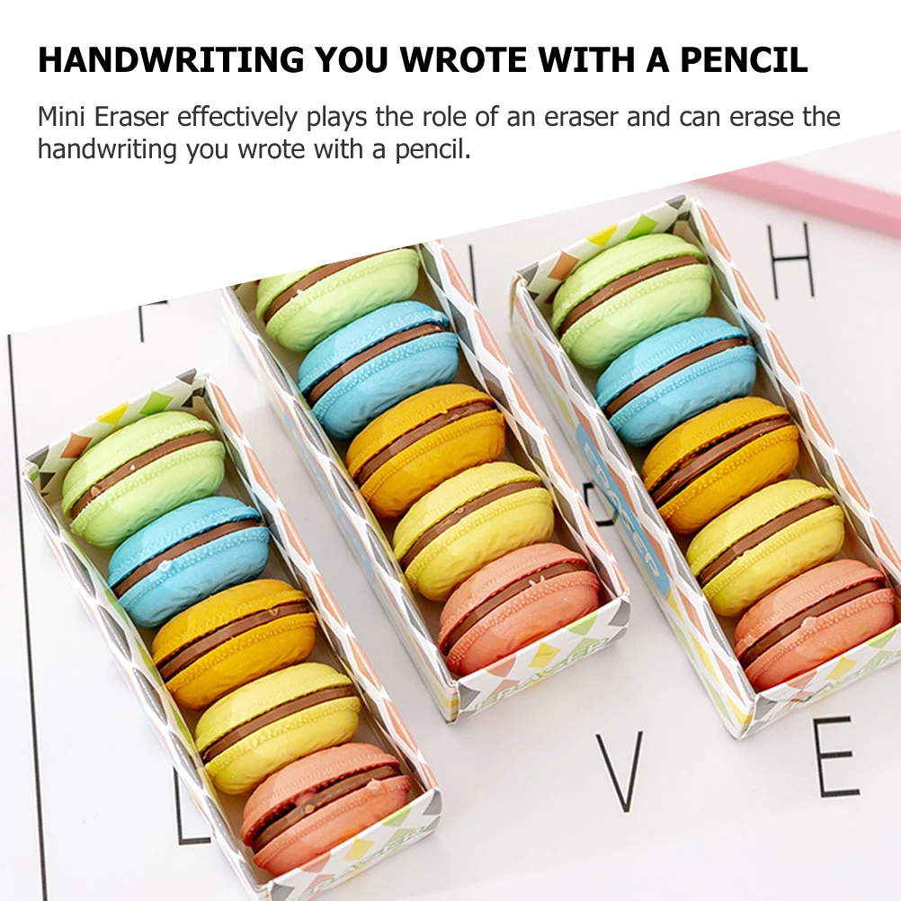 

4 Boxes Macaron Erasers Kids Cute Kawaii Mini Cartoon Stationery Student Gifts Cute Eraser Erasers for Kids Student Prizes