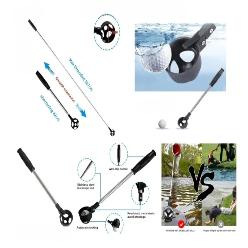 

Горячее тренировочное пособие для гольфа, подарок игрокам в гольф, выдвижной сборщик мячей для гольфа, высококачественный профессиональный портативный сборщик, инструмент для мяча для гольфа