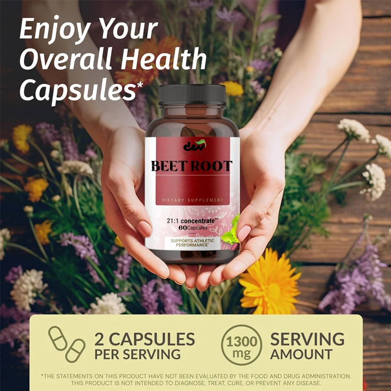 Beetroot extract 21:1-1300 milligrams per serving, containing black pepper, providing energy, antioxidant, and immune support