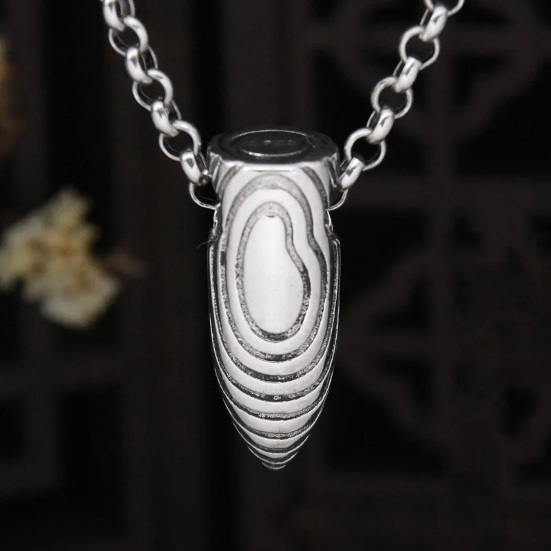 

Glossy 925 Sterling Silver Bullet Pendants for Men Women Unisex Thai Silver Streamline Necklaces NO Chains Unusual Punk Jewelry