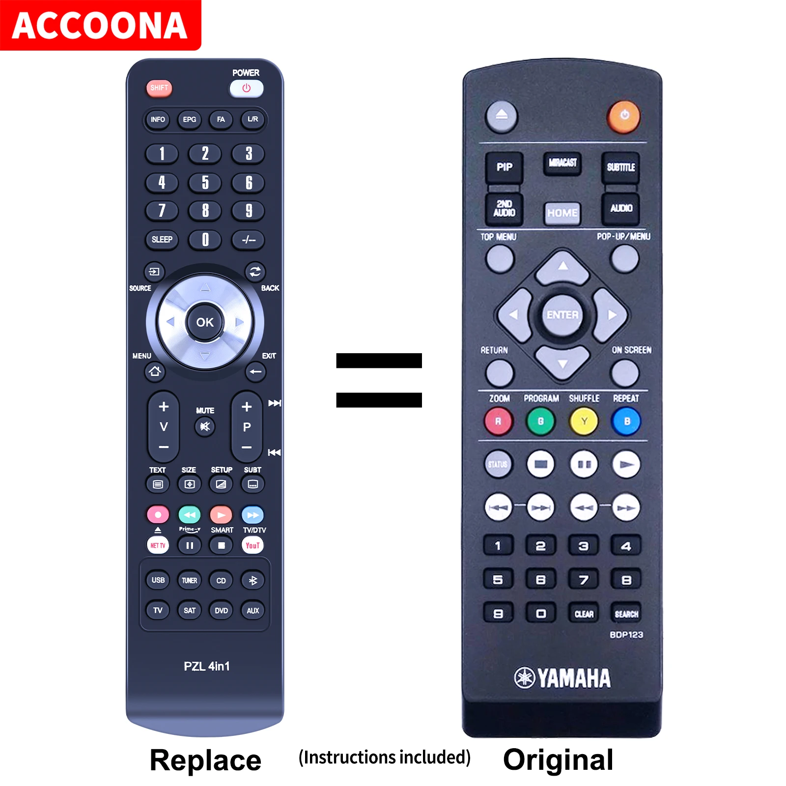 Remote control BDP123 for Yamaha BD-S477 BDS477 BD-S473 BD-A1020 BD DVD DISC Player