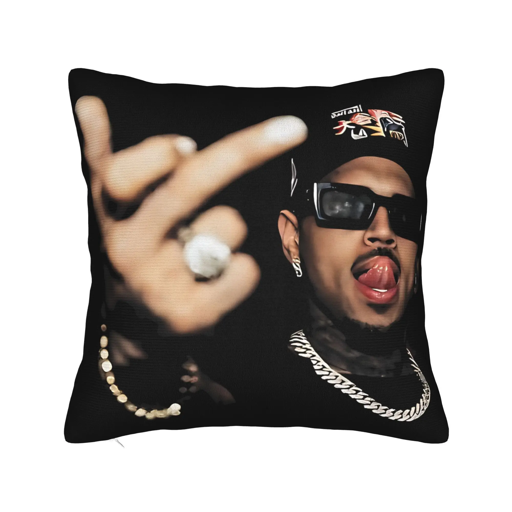 Funny Finger Chris Brown Pillowcase Soft Fabric Cushion Cover Decorations  Pillow Case Cover Chair Square 45X45cm