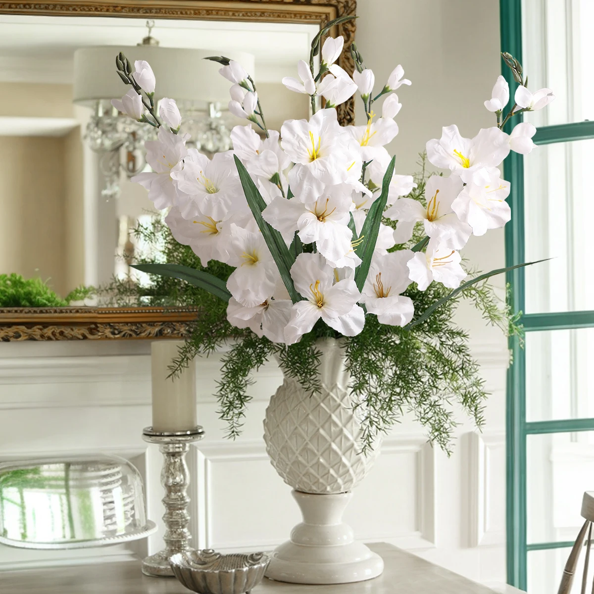 زهور اصطناعية من SIA-جلاديولوس ، نباتات صناعية ، مادة البولي إيثيلين ، مكان داخلي ، ديكور حديقة ، ديكور منزلي ، أحمر ، أبيض ، وردي #2