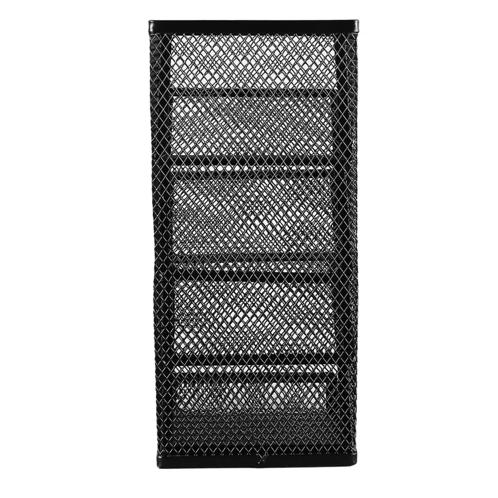 Pencil Holders Metal Desktop Pen Holder Mesh Compartments Stationary Container Slant Insert Black Multilayer Pen Rack Home Use