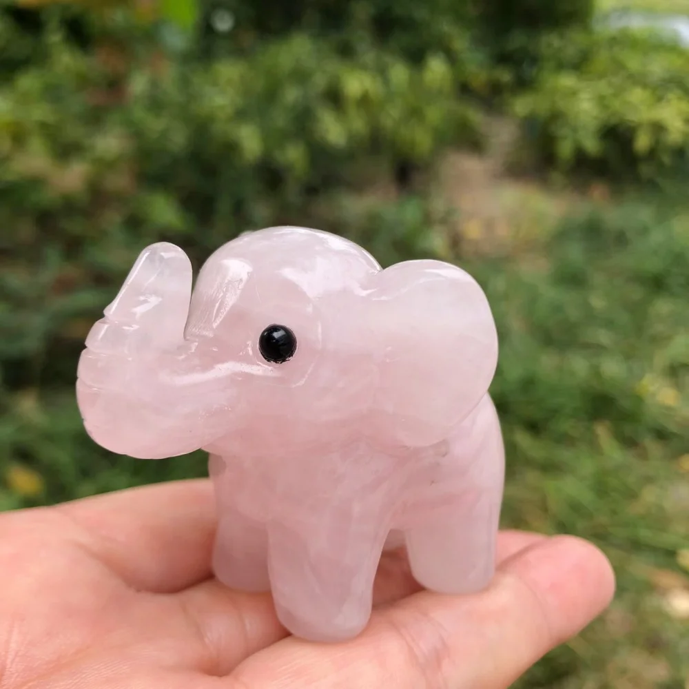 6cm Mixed Natural Crystal Mini Elephant Carving Figurine Multiple Gemstone Elephant Statue Healing Stone Craft Wholesale