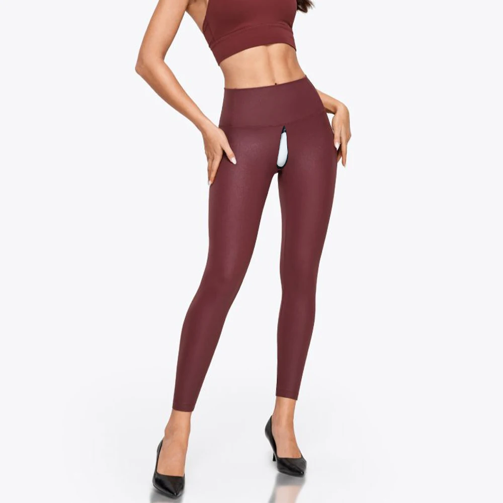 

Glossy PU Leather High Waist Leggings Women Workout Sports Fitness Plus Size Gym Bottoms