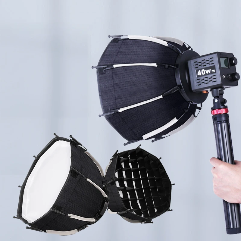 Mini Speedlite Portable 30CM Foldable Octagonal Softbox Quick Pack Light Box with Mini Mount for COB Video Light