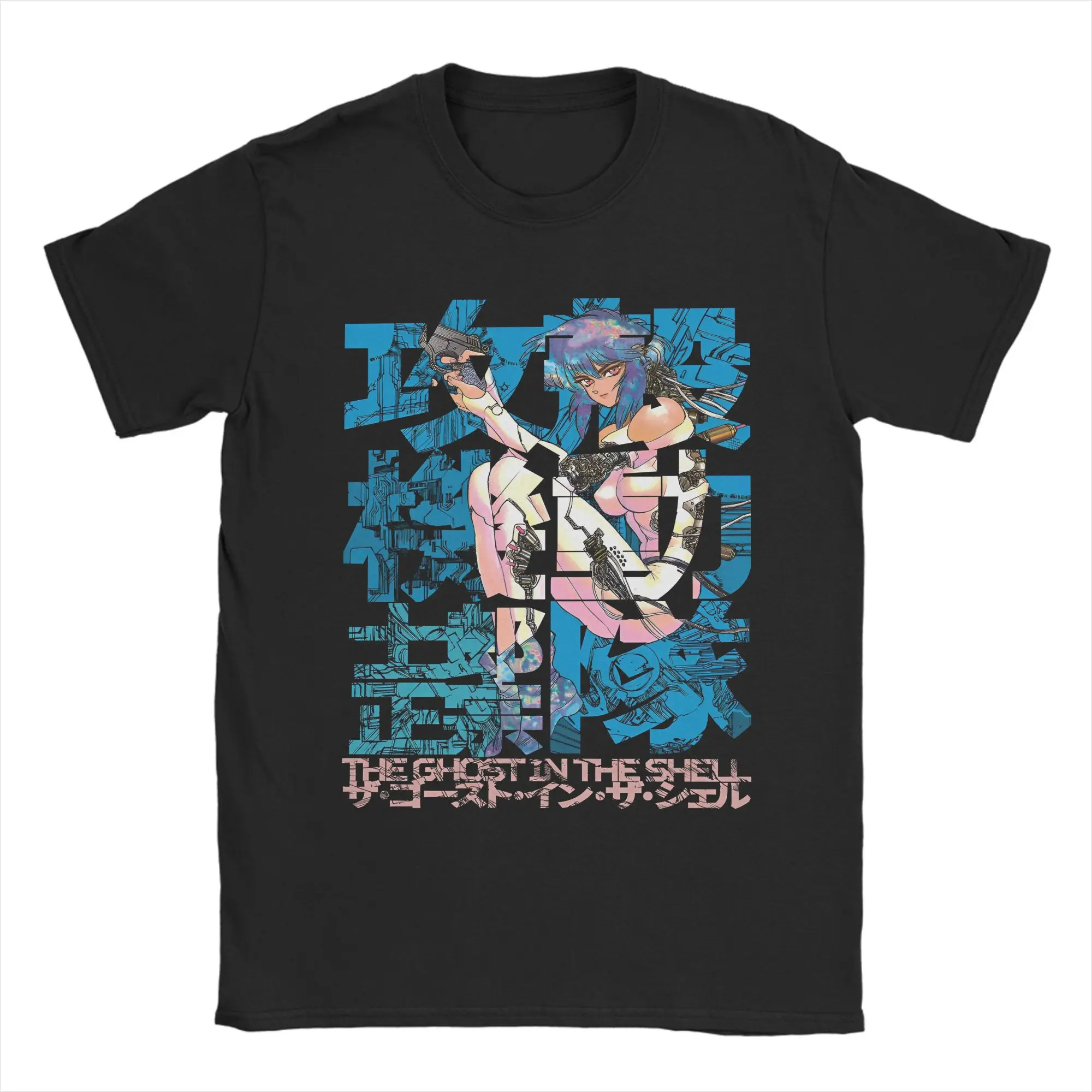 Camiseta de Anime Ghost in the Shell de Major Motoko Kusanagi, Oversize, Estilo Urbano, Algodón, Estética Cyberpunk con Tipografía para Fans
