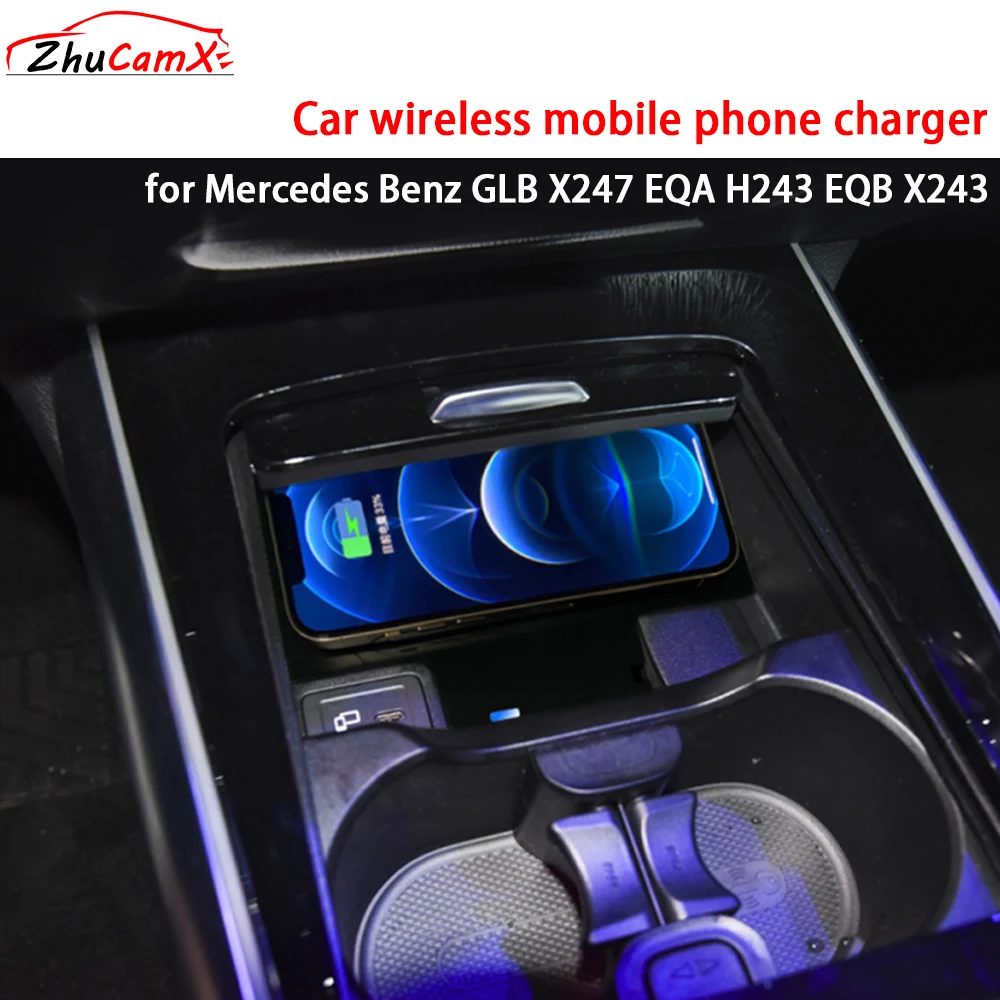 for Mercedes Benz GLB X247 EQA H243 EQB X243 Center Console Storage Wireless Mobile Phone Charger QI 18W Magsafe Fast Charging