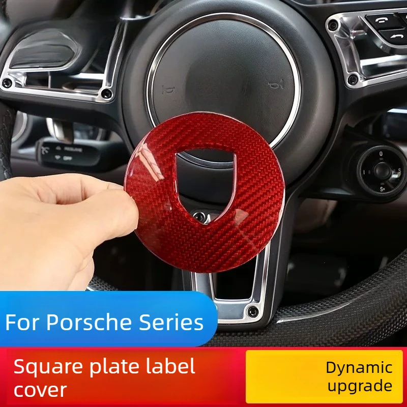 

For Fits Porsche Cayenne, Macan, 911, 718 Cayman Steering Wheel Logo Decor Trim, Carbon Fiber Modification Accessories