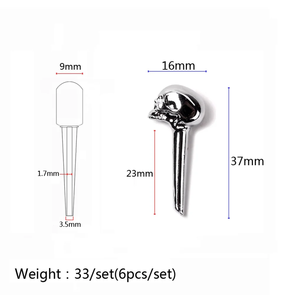 دبابيس جسر الجيتار على شكل جمجمة فريدة من نوعها، تصميم معدني رائع، سهلة التركيب، دبابيس جسر الجيتار غير السائدة