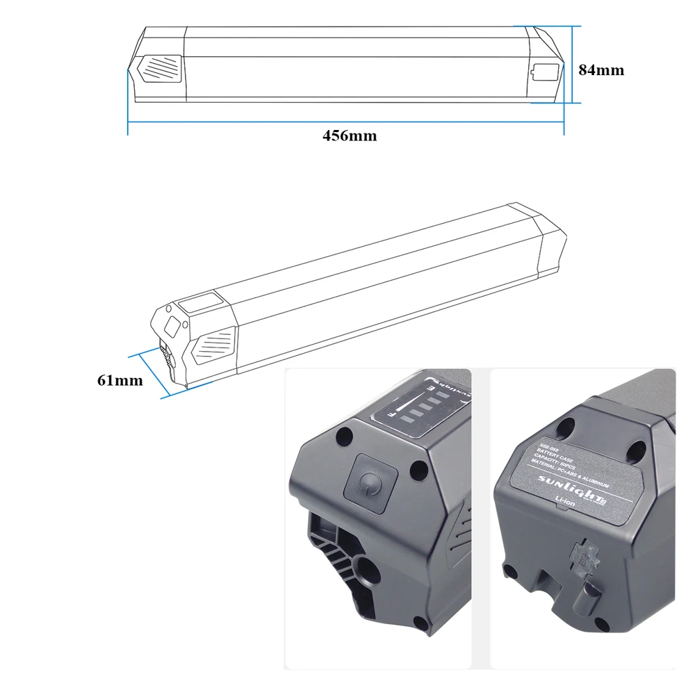 Emovement Thunder V4.2 EMTB Integrated Ebike Battery 48V 10.4AH 12AH 14AH for Sunglight 2 Electric Bicycle