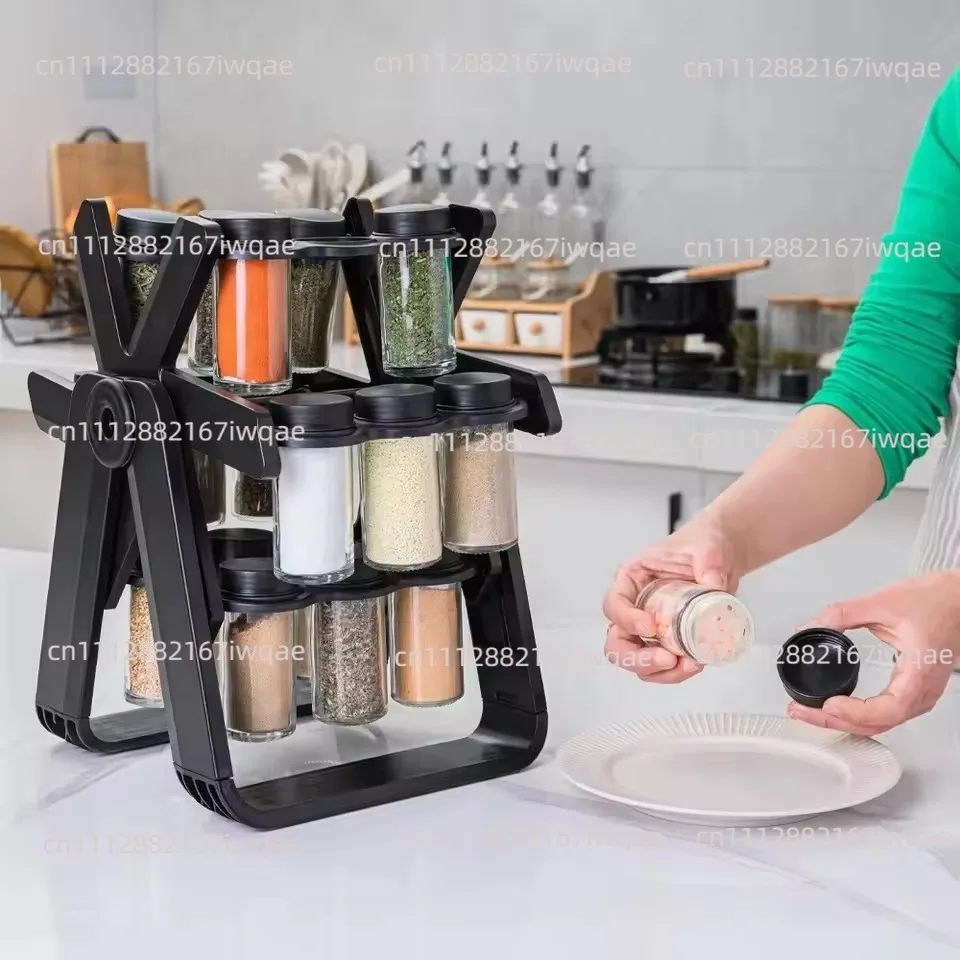 360° Rotating Ferris Wheel Spice Rack, Sealed Moisture-Proof Kitchen Storage for Seasoning Jars & Bottles