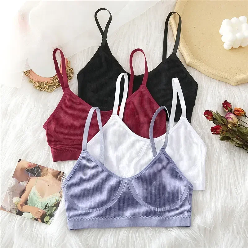 Hot ผู้หญิง Tank Bralette Bra Intimates สําหรับสีไร้สายปรับสายคล้องคอผู้หญิงชุดชั้นใน Bras 8