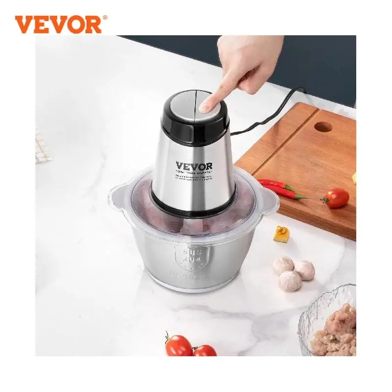 VEVOR Food Processor Electric Meat Grinder with 4-Wing Stainless Steel Blades8 Cup Stainless Steel Bowl for Baby Food