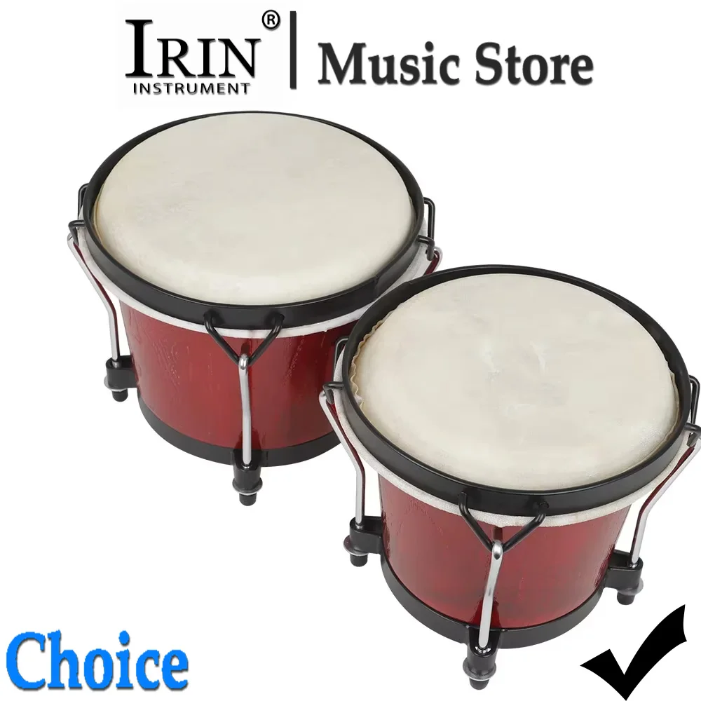 IRIN African Bongo Drum Wooden Clear Sound Thick Goatskin Tambourine Rhythm Tools Music Gifts Can Tuning Percussion Instrument