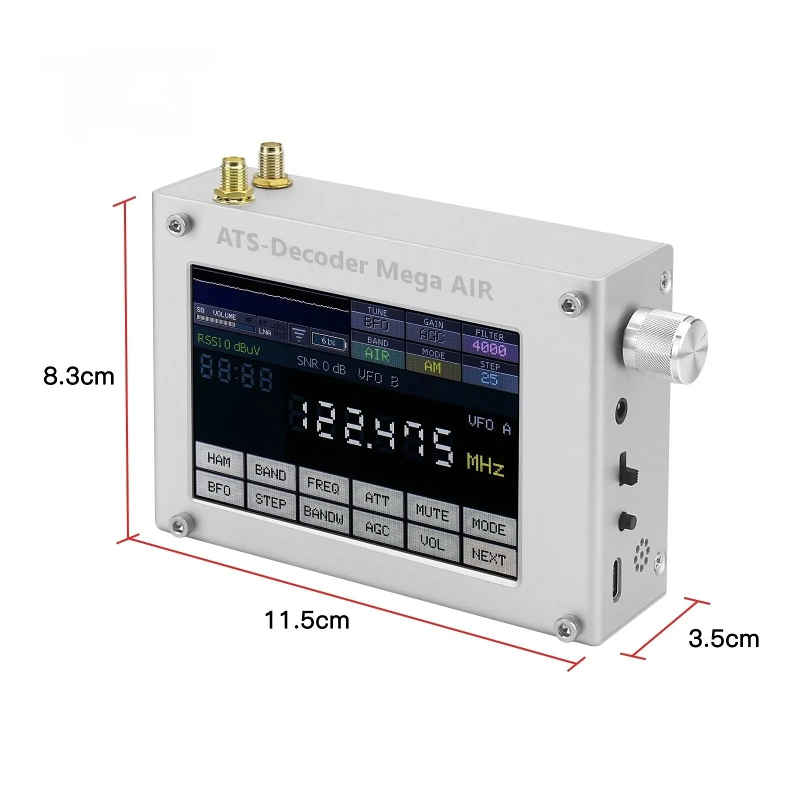 TZT ATS-Decoder Air V4.2x 4inch Si4735 Full Band Radio Receiver FM RDS AM BT Radio Receiver with 4-inch Touch Screen