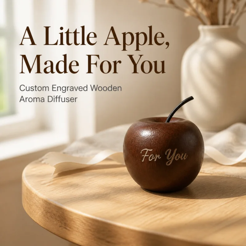 Customized text apple scented wood (excluding fragrance), apple statue scented wood ornament, holiday creative ornament gift