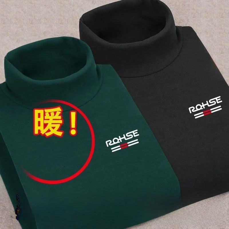 Men's Thermal Double-sided Fleece Long Sleeve T-Shirt Half High Collar Warm Underwear Home Clothes Polyester Fiber