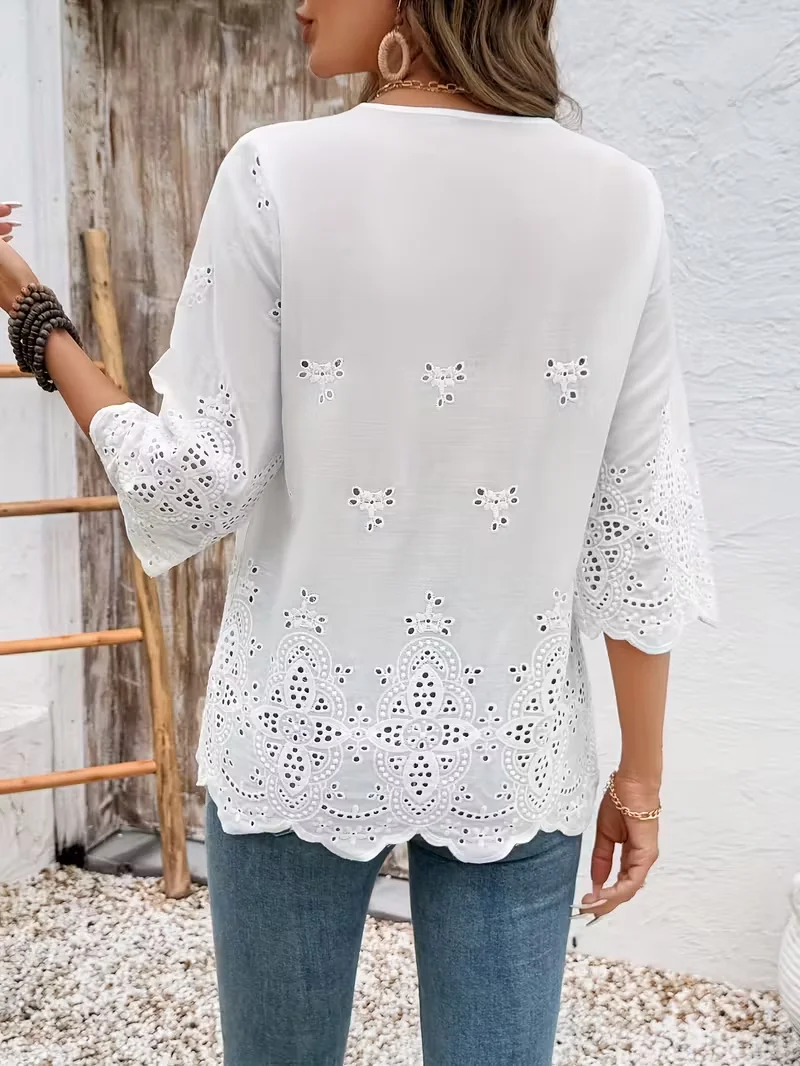 Temperamento camisa suelta de mujer blusa Casual de moda elegante camisa de mujer de manga larga Top de fin de semana de vacaciones