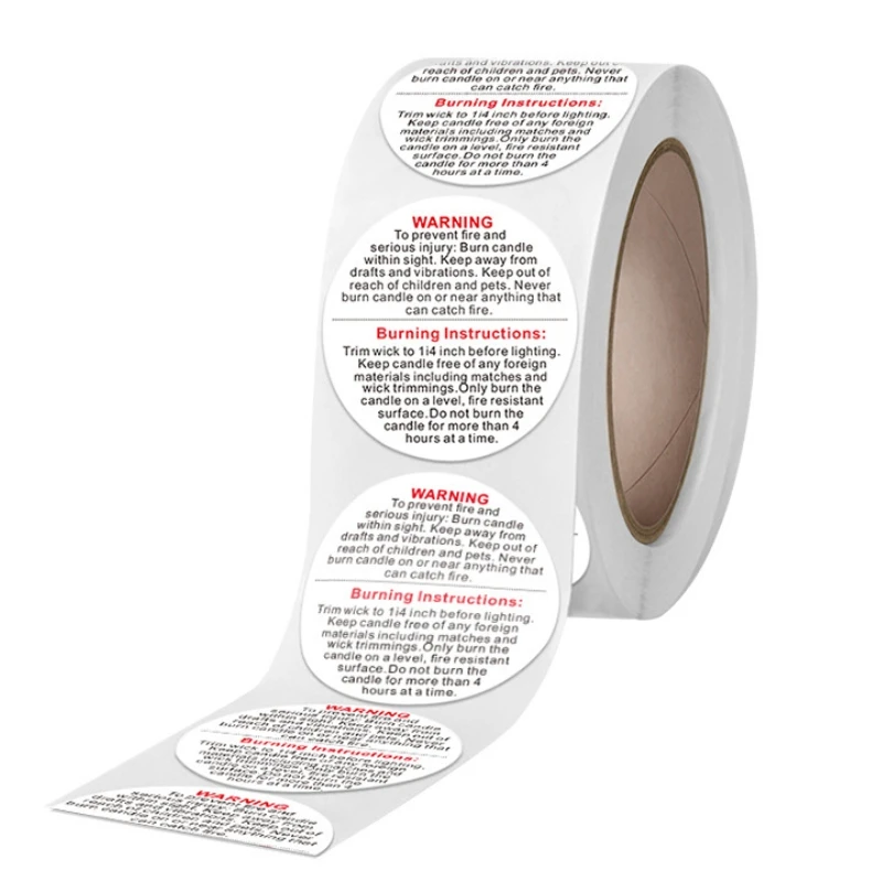 100-500pcs Candle Warning Stickers 1inch/1.5inch Candle Jar Container Labels Wax Melting Safety Label
